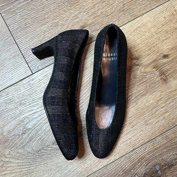 Stuart Weitzman Metallic Plaid Print Pump Size 5M - Picture 1 of 10